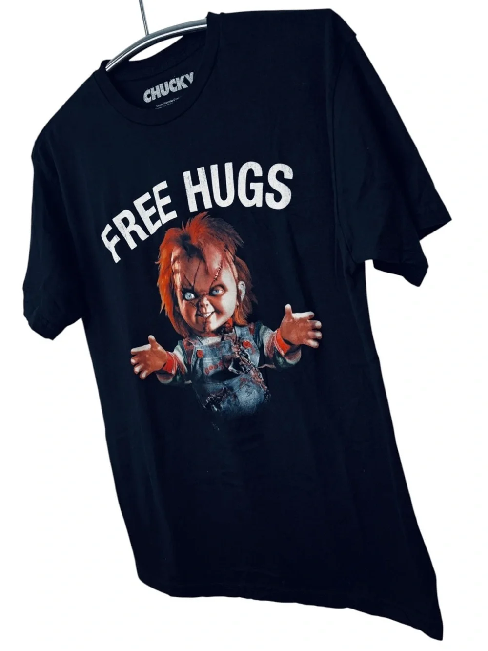 Chucky Black Short Sleeve 'Free Hugs' Graphic T-Shirt Youth Size Large